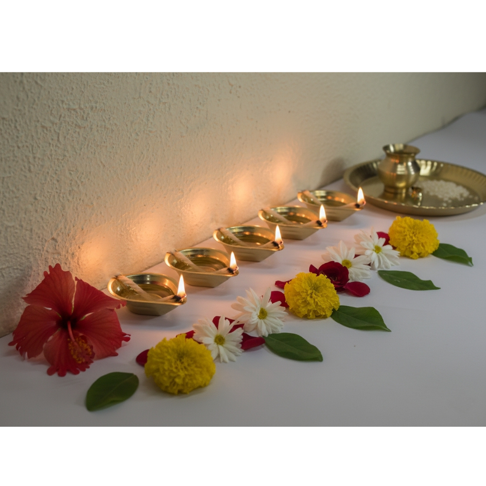 Pure Brass Kuber Diya Set of 6