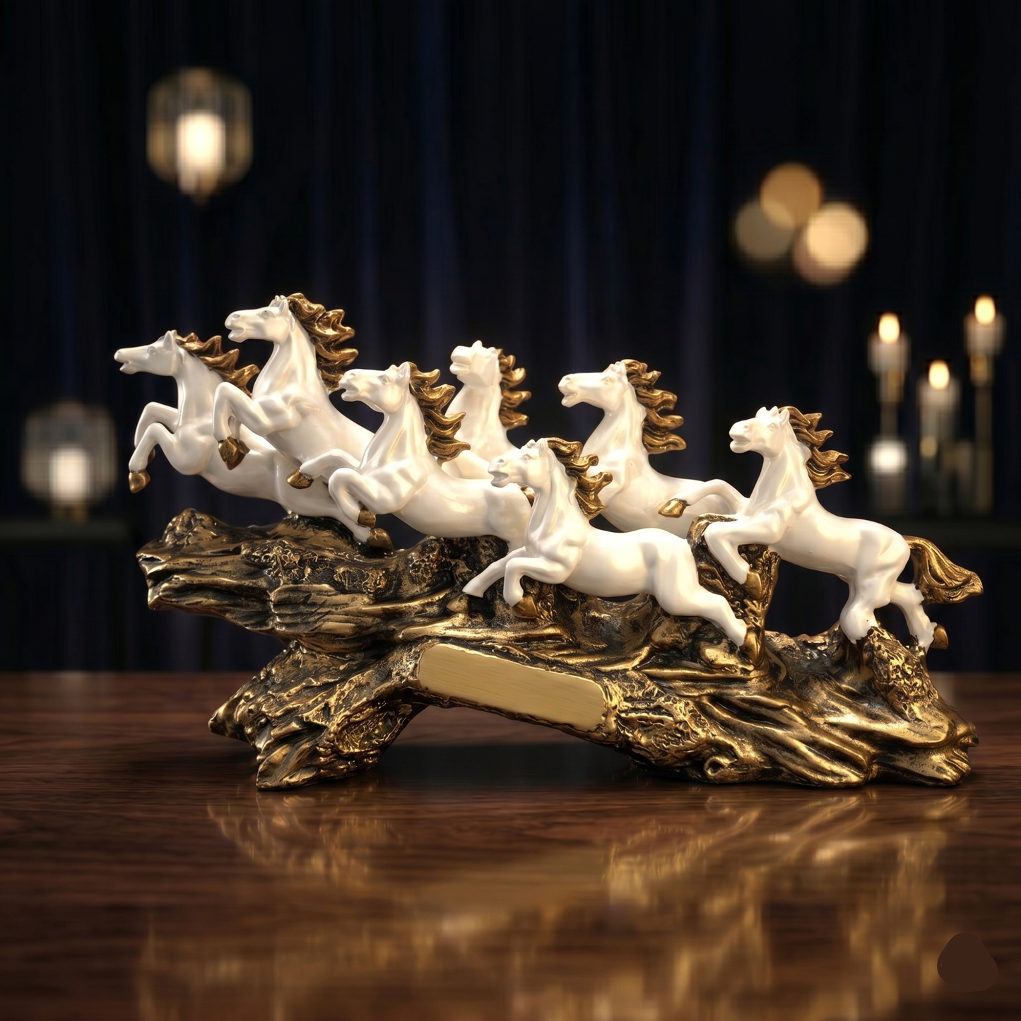 Luxury Golden Running Horses Statue
