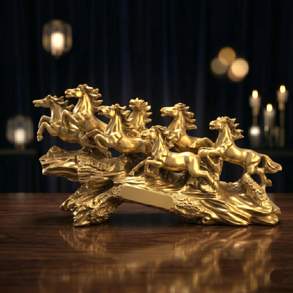 Luxury Golden Running Horses Statue