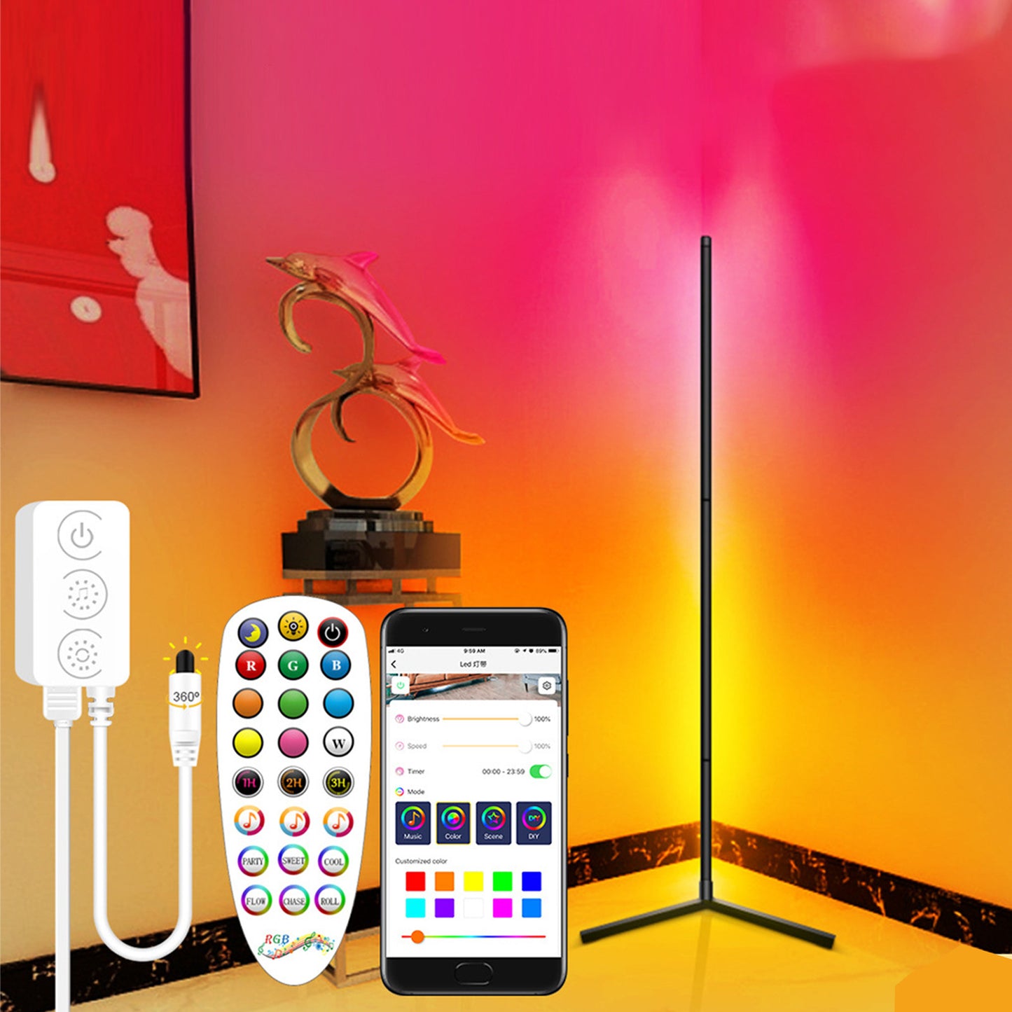 Led Colorful Floor Ambience Light Bluetooth RGB
