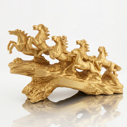 Luxury Golden Running Horses Statue
