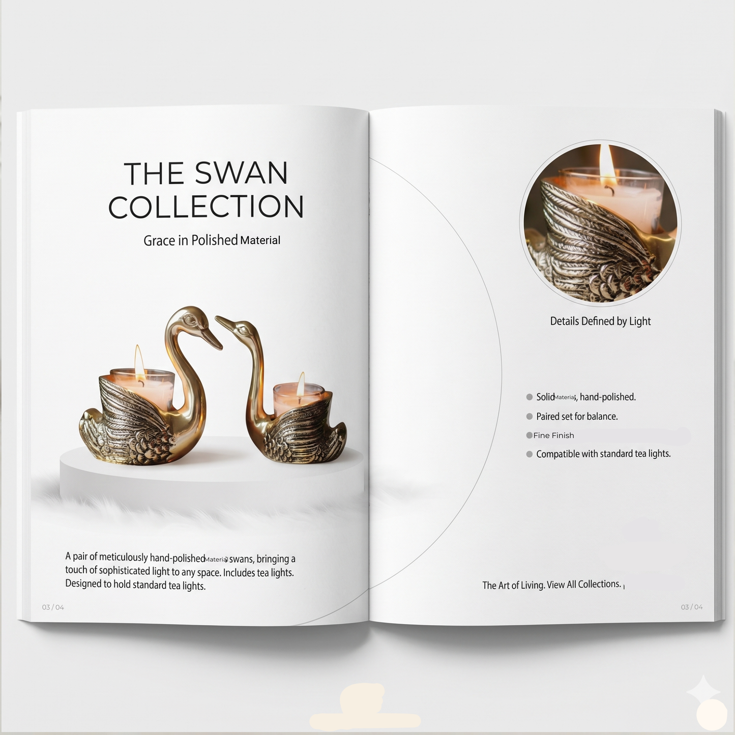 Golden Aluminium Swan pair (with candle) | Symbol of Love Pack of 1 Pair, Gold