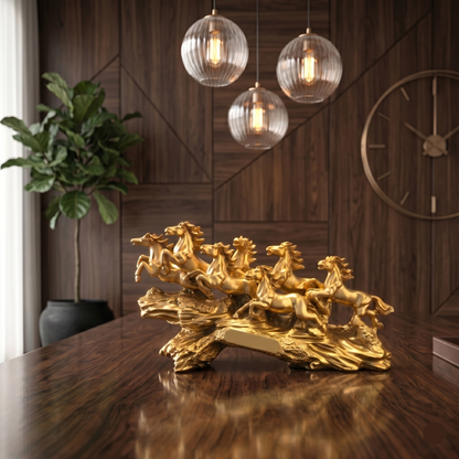 Luxury Golden Running Horses Statue