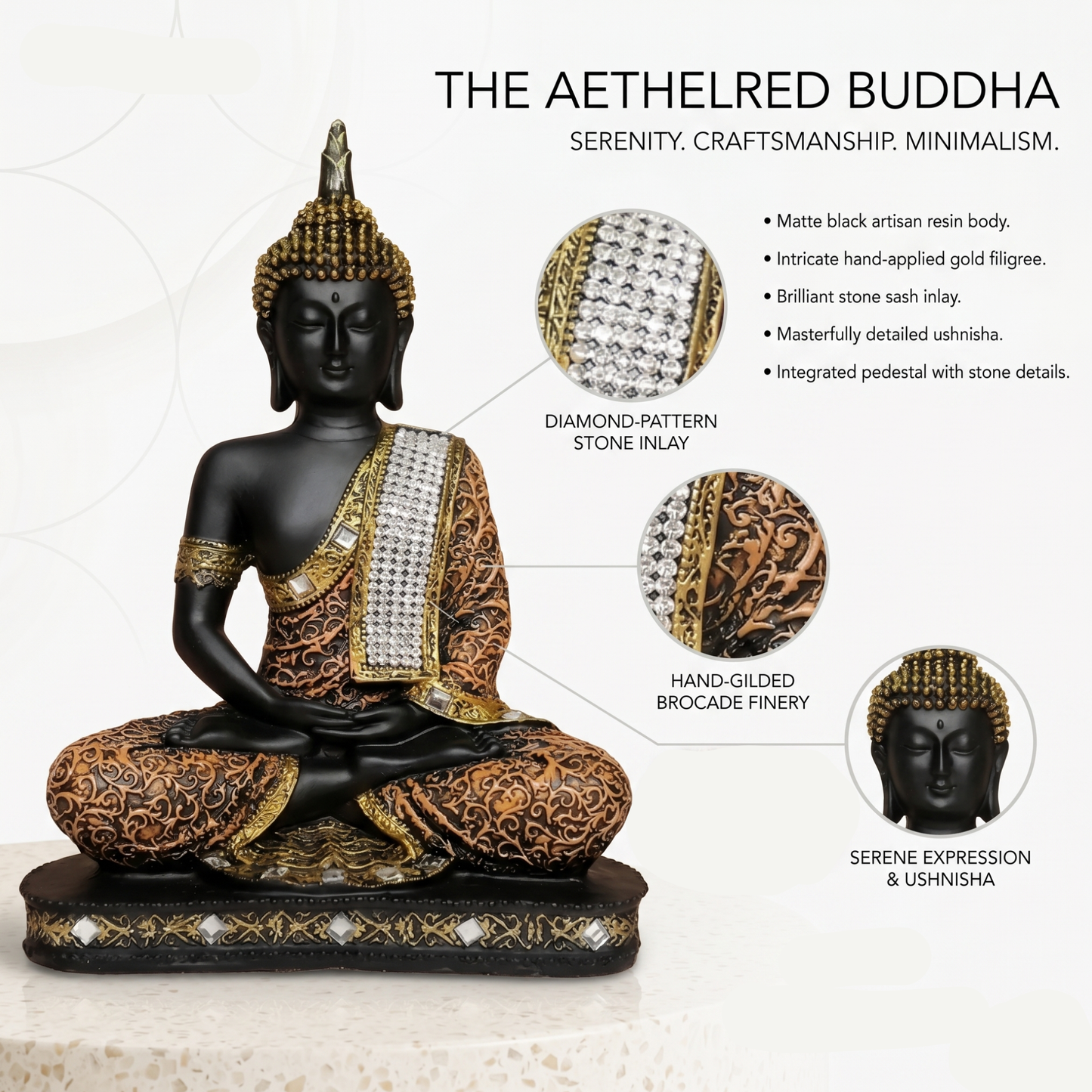 Meditating Buddha Idol (24cm)