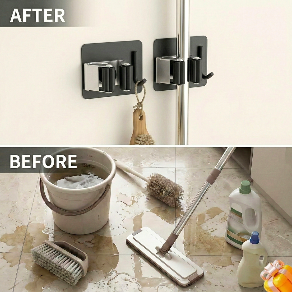 Stainless Steel Broom Holder (Pack of 2)
