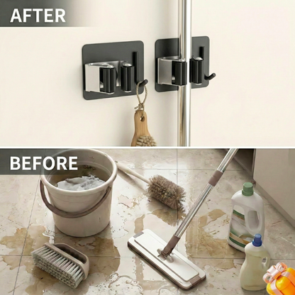 Stainless Steel Broom Holder (Pack of 2)