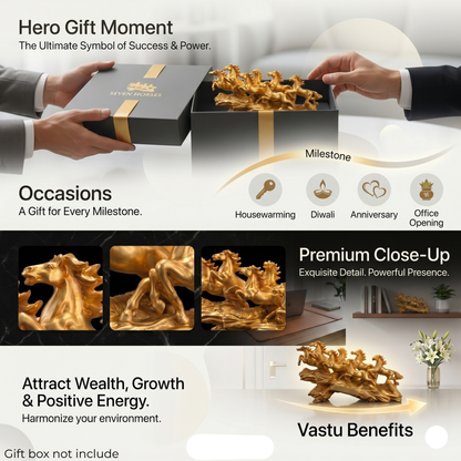 Luxury Golden Running Horses Statue