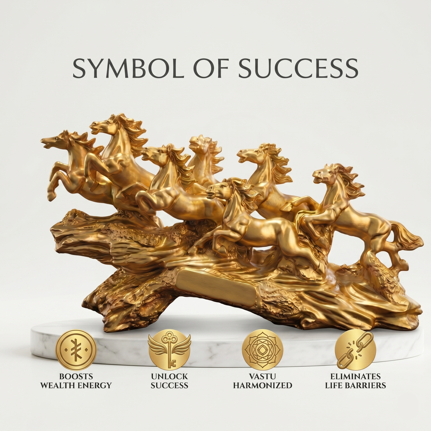 Luxury Golden Running Horses Statue