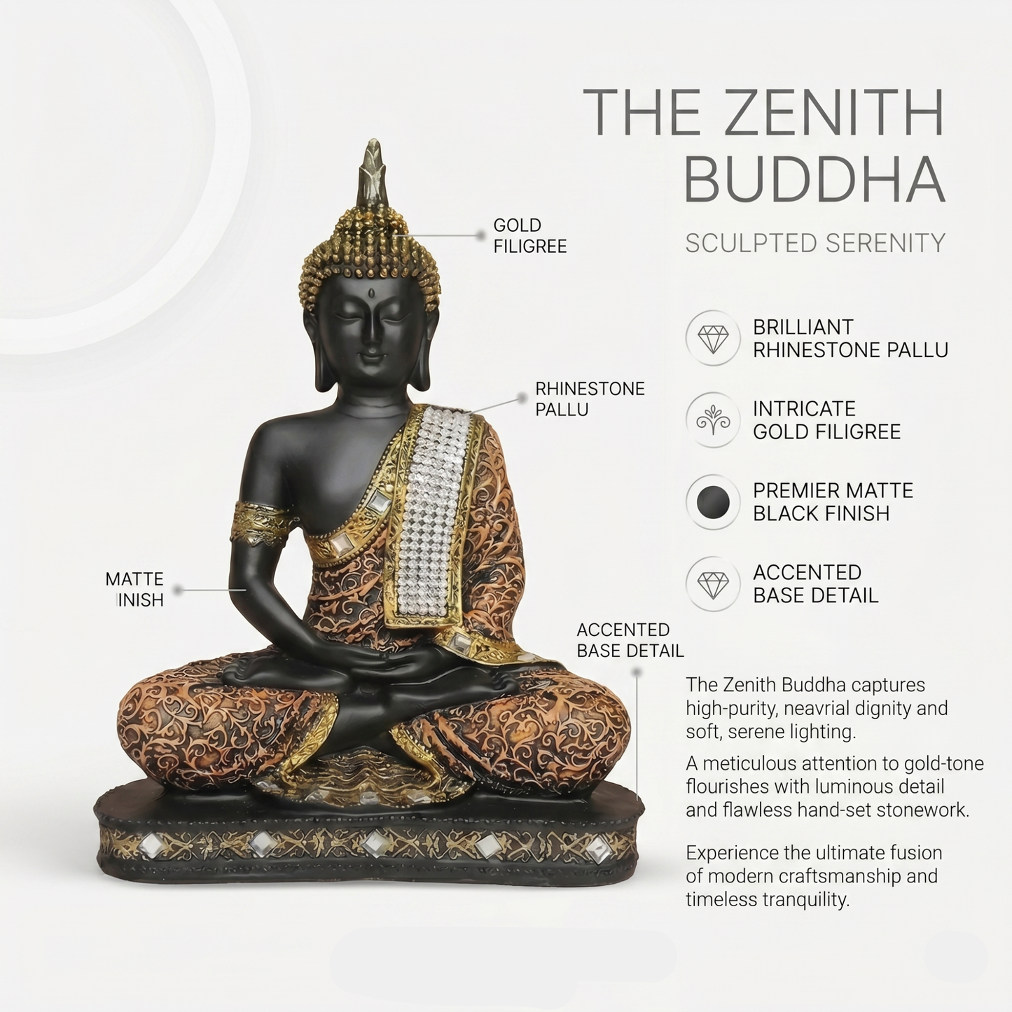 Meditating Buddha Idol (24cm)