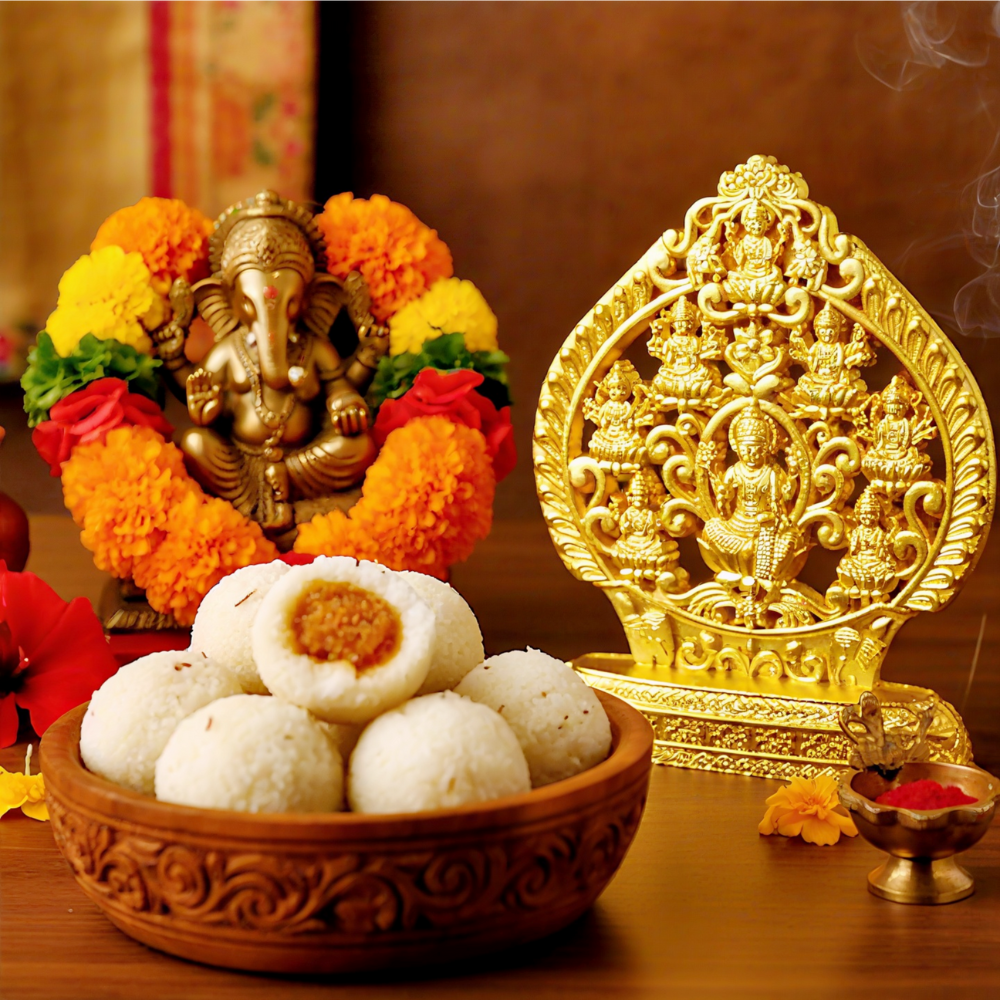Gold Coated Ashta Lakshmi Statue