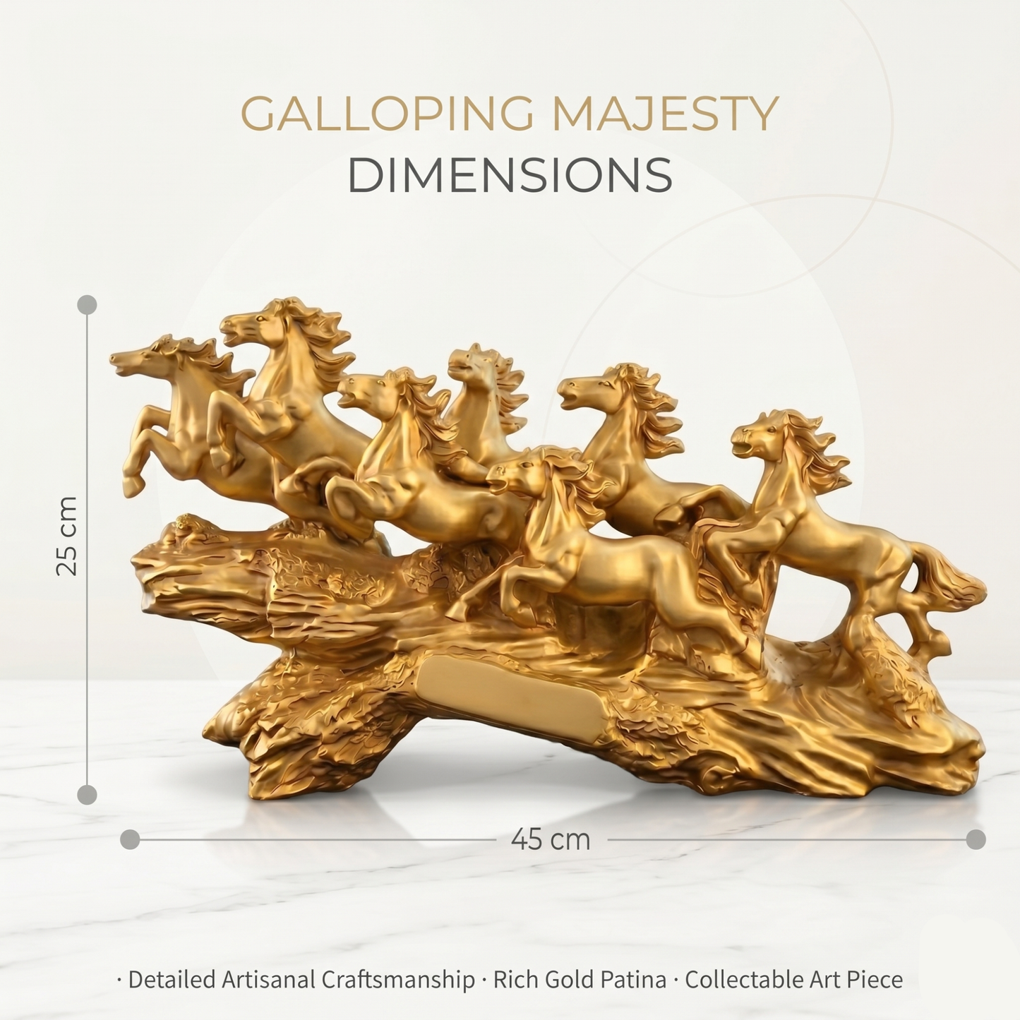 Luxury Golden Running Horses Statue