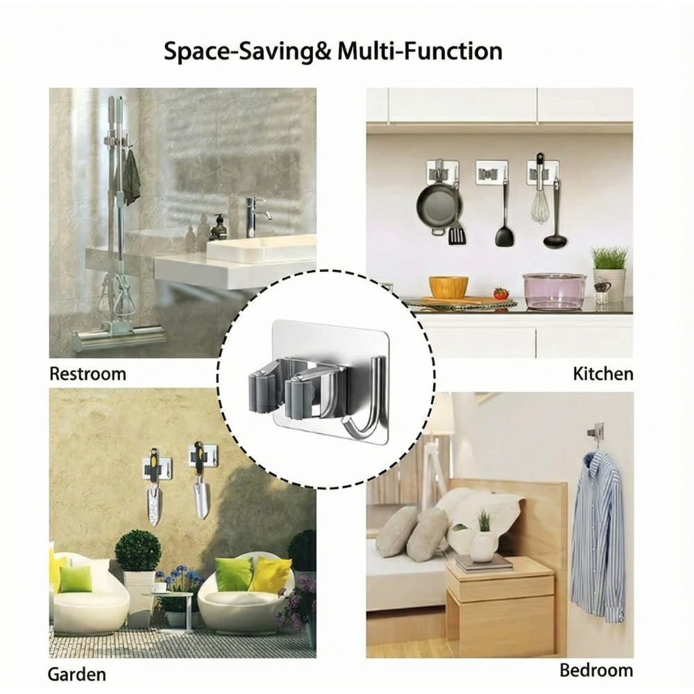 Stainless Steel Broom Holder (Pack of 2)