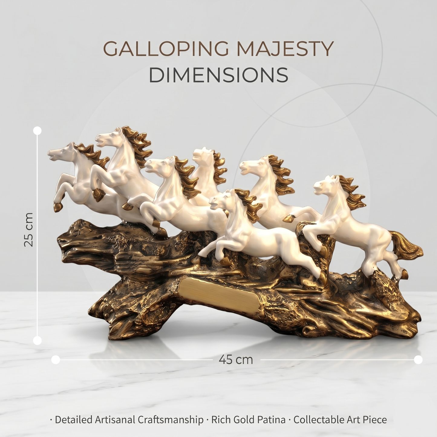 Luxury Golden Running Horses Statue