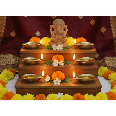 Pure Brass Kuber Diya Set of 6