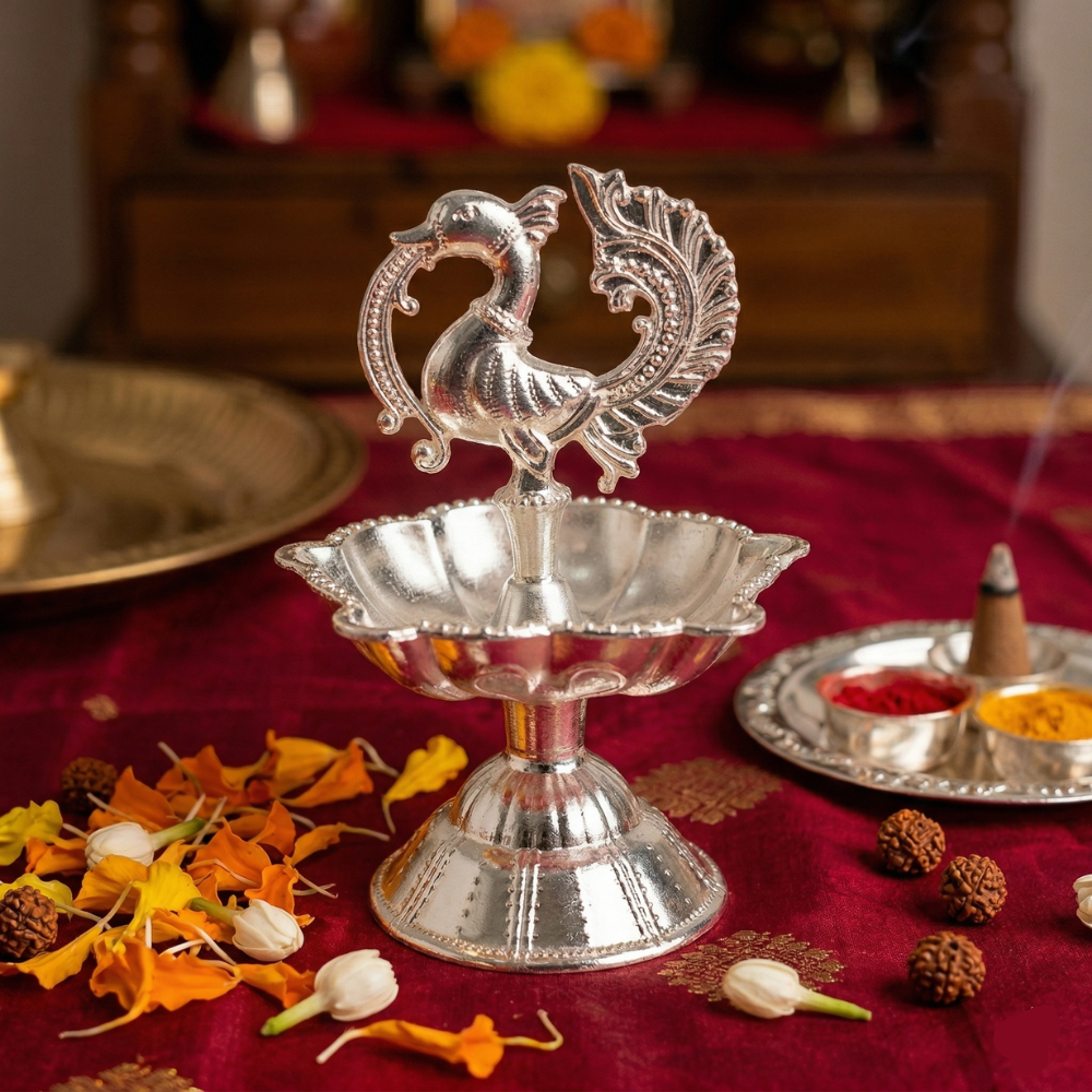 German Silver Anapakshi Diya pack of 1