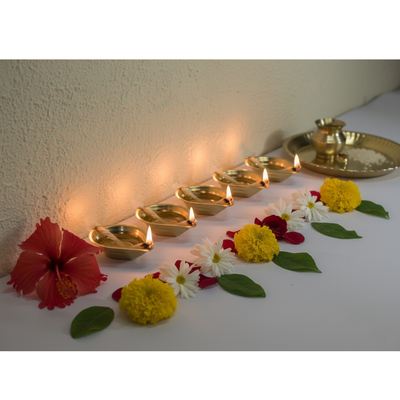 Pure Brass Kuber Diya Set of 6